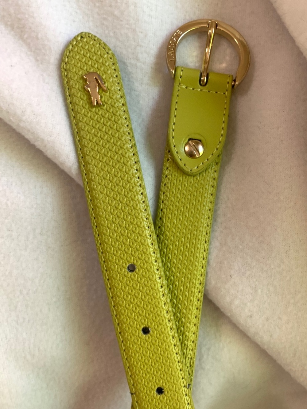 Vintage Lacoste Yellow-Green Leather Belt - Picture 4 of 12